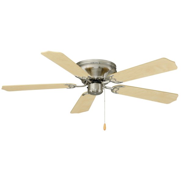 RP Lighting and Fans Royal Knight Hugger 52" 5 Blade Indoor Hugger Ceiling Fan Brushed Nickel / Natural Maple Fans Ceiling Fans Indoor