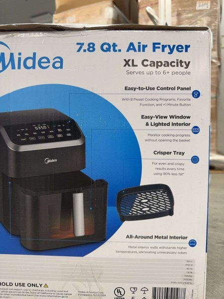 Midea HeatXpress™ Air Fryer  7.8 Qt  See-Thru Window  8-in-1 Oven  Digital Controls  Black